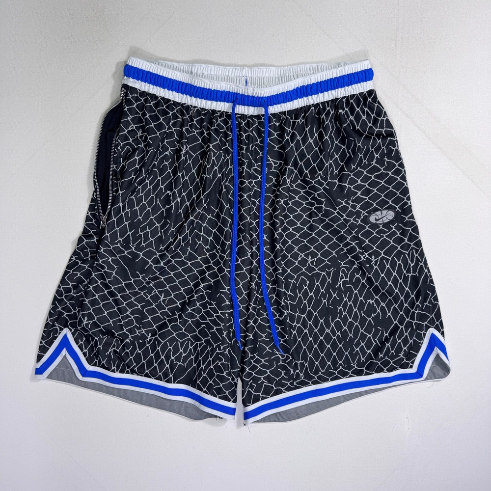 Nike Dri-FIT Mens 2XL Basketball Shorts Black Blue Chain Link DA3026-010 Active